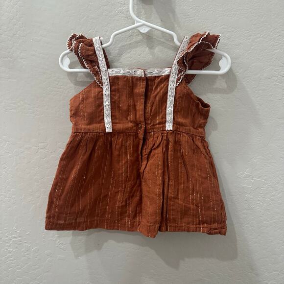 Janie and Jack Brown Lurex Ruffle Tank - Picture 5 of 8